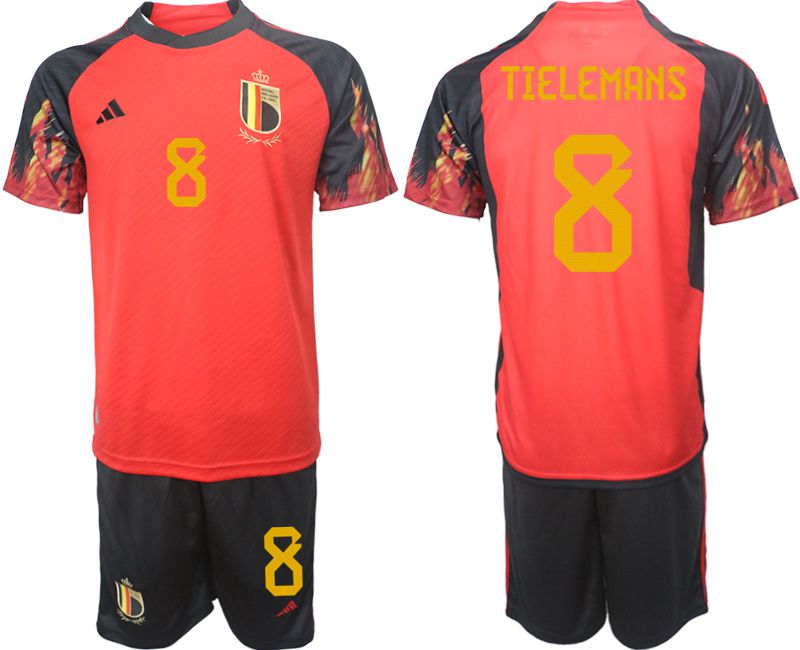 Men 2022 World Cup National Team Belgium home red #8 Soccer Jerseys->england jersey->Soccer Country Jersey